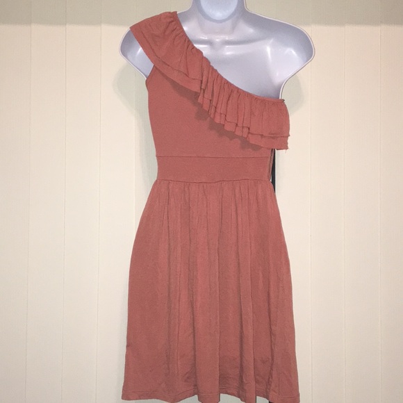 Tan/Peach Forever 21 Off The Shoulder Dress - Picture 2 of 7